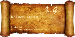 Kolman Gyula névjegykártya