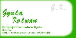 gyula kolman business card